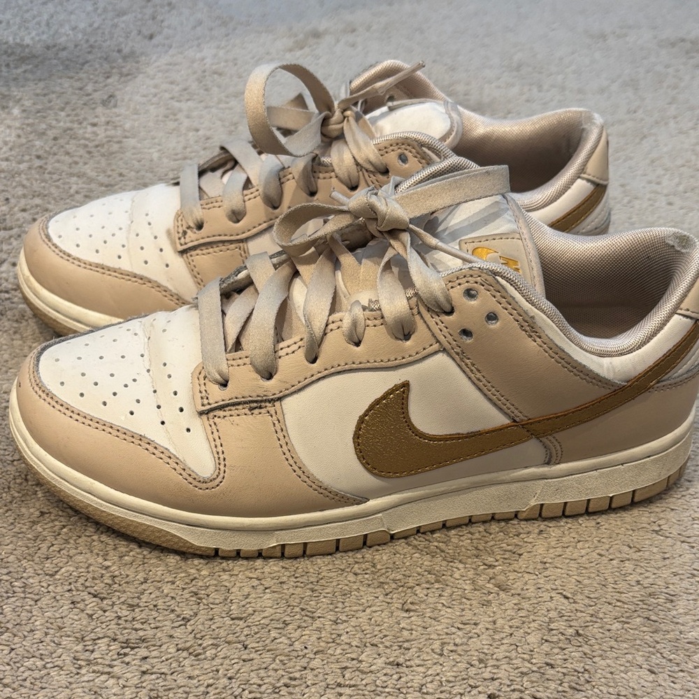 Nike Tan and White Low-Top Sneakers